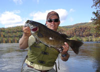 Britt with a trophy fall New River smallmouth.