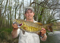 Britt with a big spring New River smallmouth.