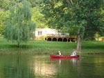 Canoeing in front of the Creekside Lodge.